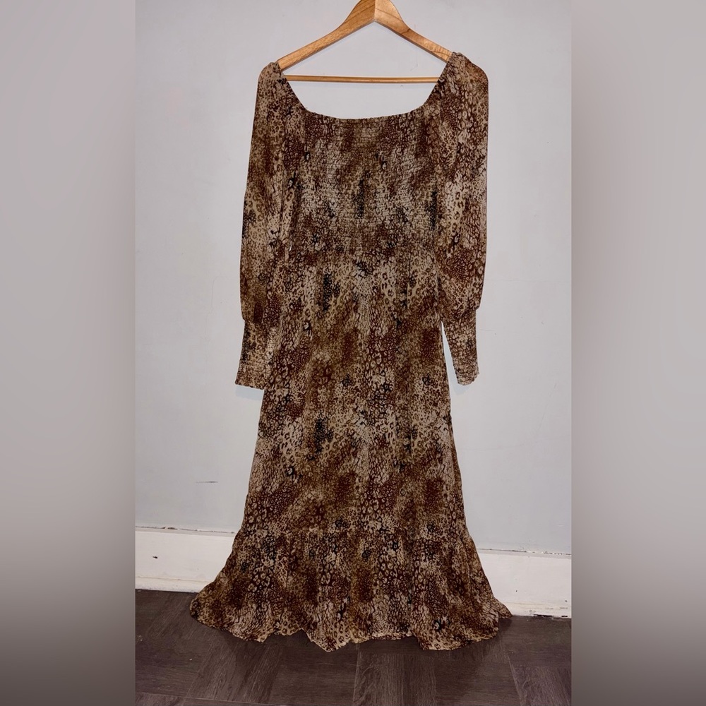 Betsey Johnson Smocked Chiffon Animal Print Dress sz s - Picture 3 of 11